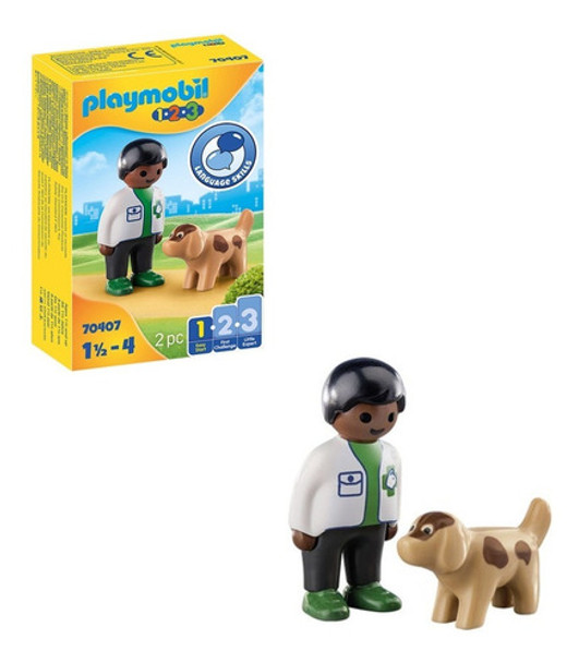 Playmobil 70407 Linea 1 2 3 Veterinario Con Perro 0