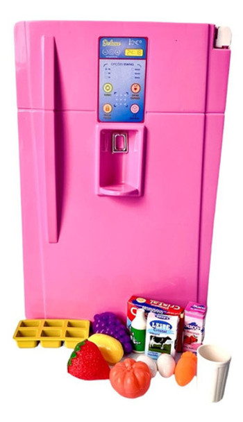 Mini Geladeira Infantil Cozinha Brinquedo Grande Menina Rosa 0