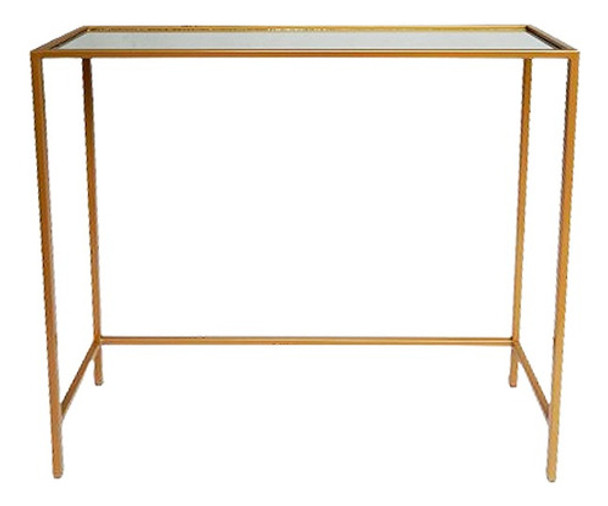 Mesa De Arrime Recibidor Auxiliar Hierro Espejo 0