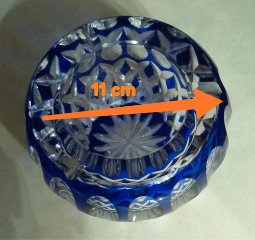 Ceniceros De Cristal Azul Tallado 0