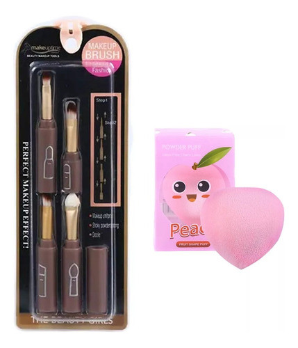 Set Maquillaje Kit X5u Brochas + Esponjita Tipo Duraznito 0