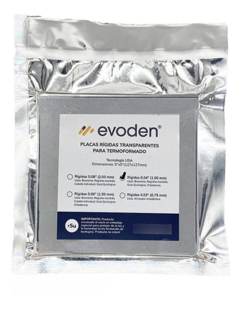 Placas Rígidas Termoformadora 0.04 (1.0mm), 5x5. Evoden 0