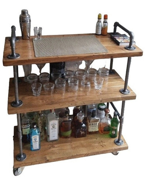 Bar Móvil, Barcito, Carro De Bebidas Estilo Industrial 0