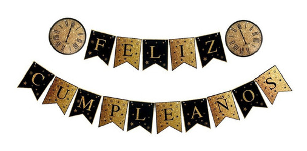 Cartel Feliz Cumpleaños Dorado 3 Mts Decoración Cotillón 0