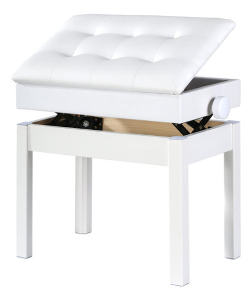 Banqueta Branca,banco De Piano,teclado C/ajuste Altura,baú 0