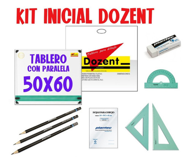 Kit Dibujo Técnico Básico Tablero 50x60 Dozent 18 Elementos 0