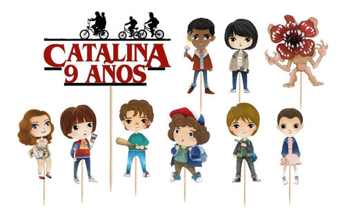 Cake Topper Stranger Things Adorno Torta Cumple Personalizad 0