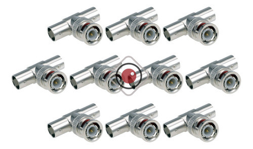 Pack X10 Ficha Conector T Adaptador Bnc Macho 2 Bnc Hembra 0