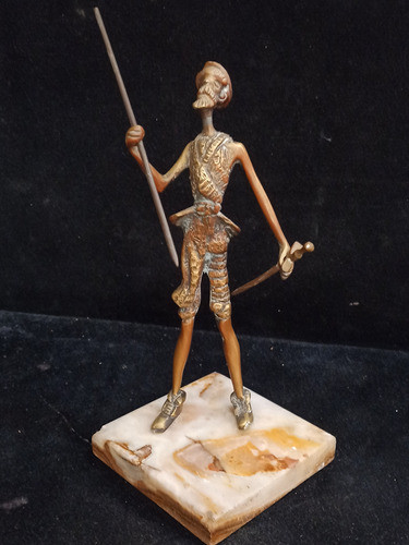 Antigua Figura De Bronce Con Base De Mármol Quijote 0