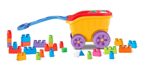 Carrinho De Puxar C/ Blocos Pedagógico Educativo - Divertoys 0