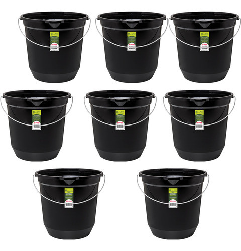 Kit 8 Balde De Limpeza Multiuso 7,5l Eco Com Alça Preto 0