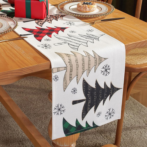 Camino De Mesa De Navidad 108 Pulgadas De Largo Árboles De N 0