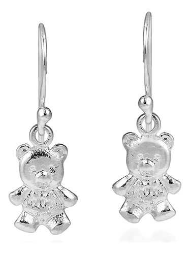 Pendientes Colgantes De Plata De Ley 925 Con Oso De Peluche 0