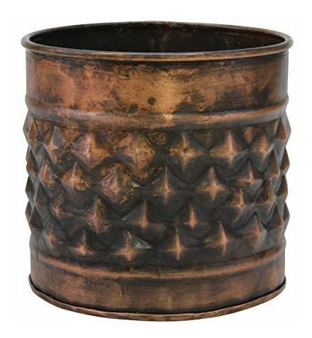 Stonebriar Contenedor De Metal De Cobre Con Textura De Diama 0