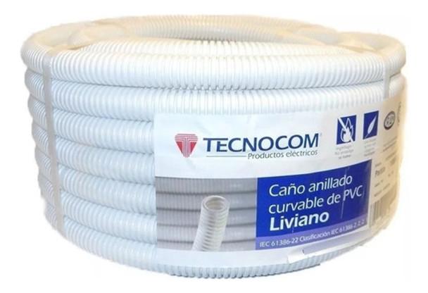 Caño Corrugado 1  1/2 Blanco Ignífugo Rollo X25 Mts Tecnocom 0