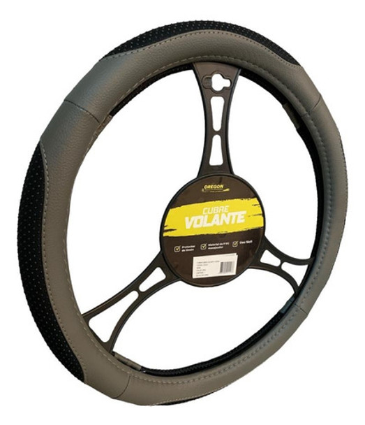 Cubre Volante Cuero 38 Cm Negro-gris 0