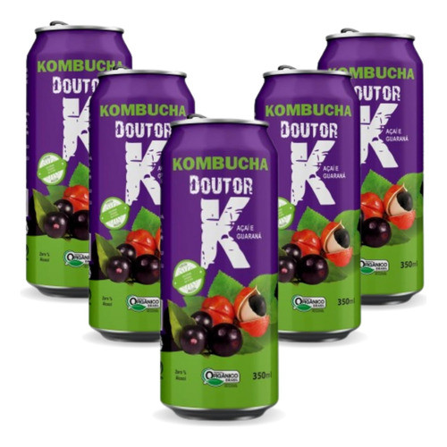 5x Kombucha Guaraná E Açaí 350ml Doutor K 0