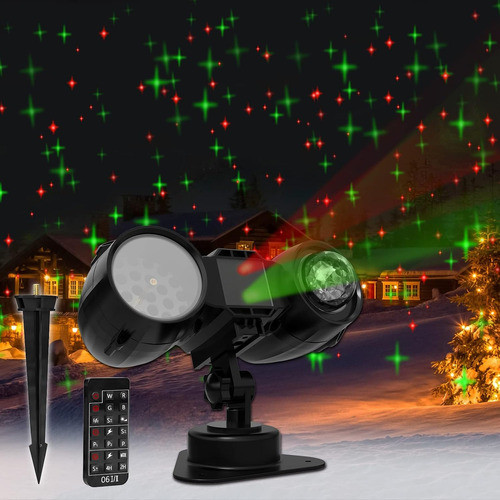 Proyector Luces Navidad Exterior Luz Copo Nieve Control Remo 0