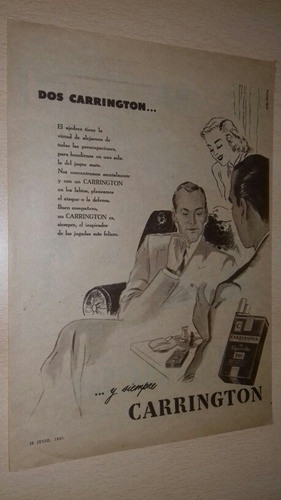 P29 Clipping Publicidad Cigarrillos Carrington Año 1955 0