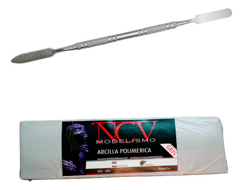 Arcilla Polimérica Gris Ncv Modelismo Con Espátula Metálica 0