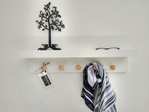 Prateleira Com Cabide De Parede Pinus 0