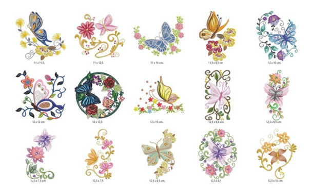 100 Matrices P/ Maquinas De Bordar Flores Y Mariposas 0