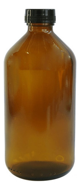 2 Frascos Âmbar Vidro 500ml Com Tampa Preta E Batoque 0