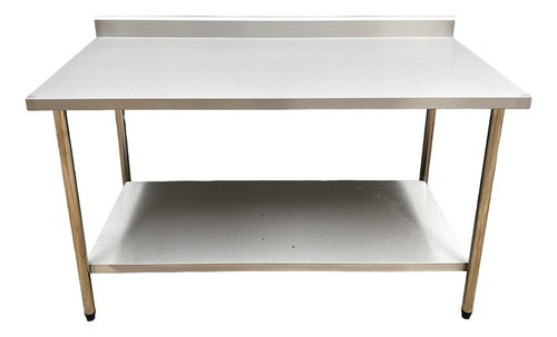 Bancada Aço Inox Ligth Encosto Prateleira Lisa 1,00x60x90cm 0