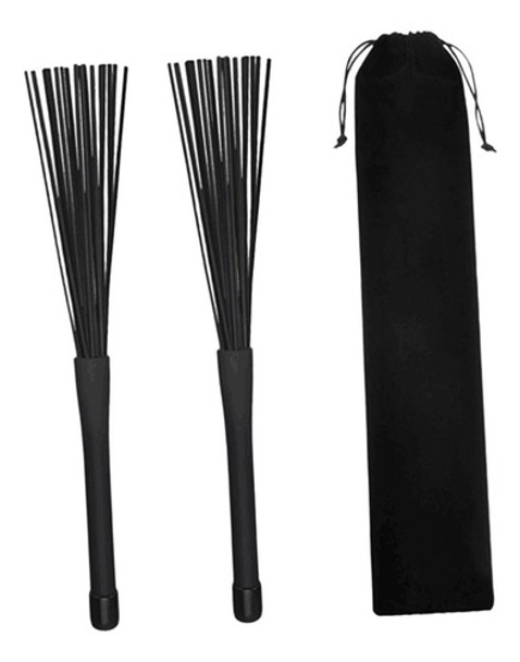 Escovas De Bateria Com Bolsa De Pano Extensível, Cabo Preto 0 Escovas De Bateria Com Bolsa De Pano Extensível, Cabo Preto 0