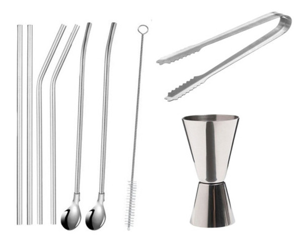 Set Kit Bartender Barman Tragos Jigger Cucharas Sorbetes 0