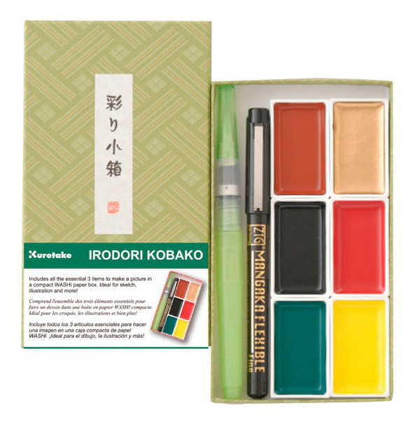 Aquarela Kuretake Gansai Tambi Irodori Kobako Green 0 Aquarela Kuretake Gansai Tambi Irodori Kobako Green 0