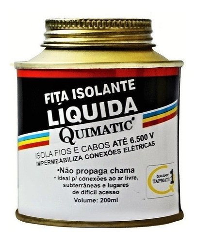 Fita Isolante Líquida 200ml Quimatic Isola Cabos - Preta 0