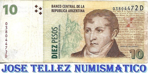 Bottero 3409 $10 C/ Leyenda Conver Serie D Fil 2 Mb- Palermo 0