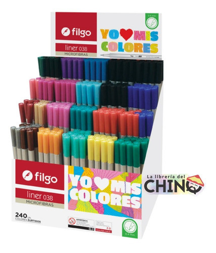 Exhibidor Acrilico Con 240 Microfibras Filgo 038 Trazo 0,4mm 0