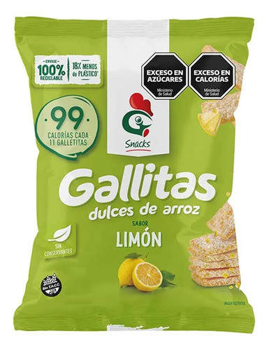 Gallo Gallitas De Arroz Sabor Limón X 100 Gramos 0
