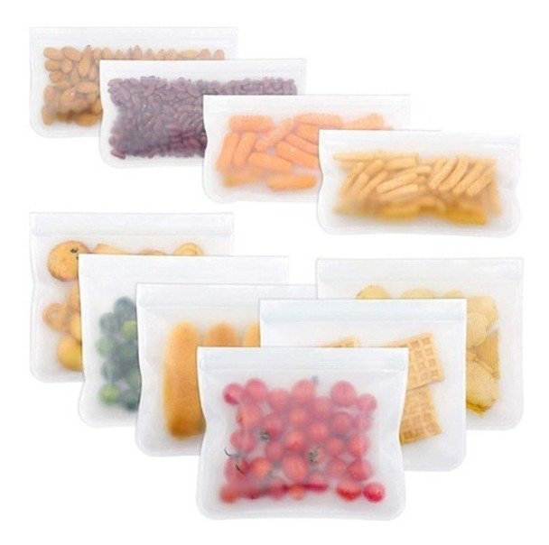 Kit Porta Alimentos Saco Silicone Reutilizavel Zíper Freezer 0 Kit Porta Alimentos Saco Silicone Reutilizavel Zíper Freezer 0