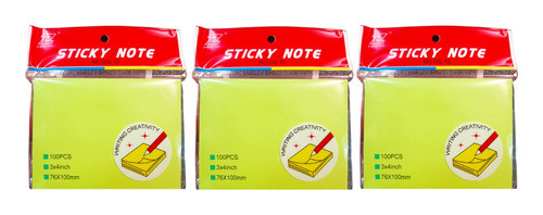 Taco Notas Autoadhesivas X3 Un Fluo Asb 76x100mm 100 Hojas 0