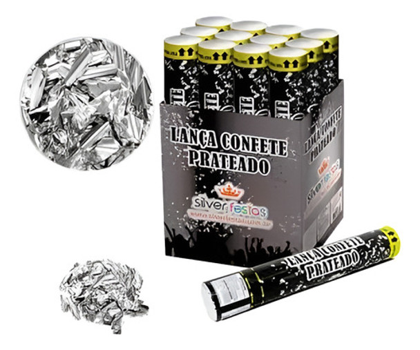 Lança Confete Prateado Metalizado 30cm 0