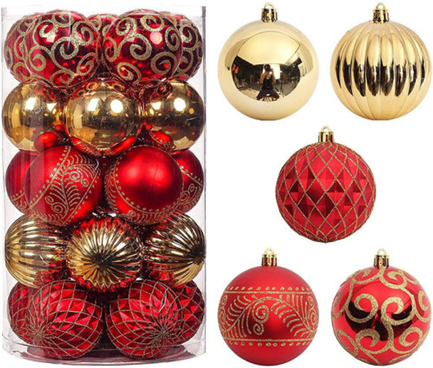 30 Bolas De Navidad Supreme Xmas - Rojo/dorado 8cm 0