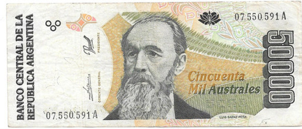 Billete 50000 Australes Bottero 2886 Serie A Muy Bueno 0