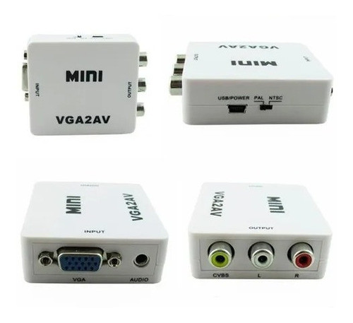 Conversor Vga A Rca/ Av + Audio Activo Pc Convertidor 0