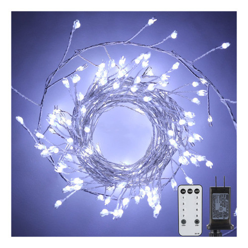 Guirnalda De Luces Enchufables, 200 Luces Led De 10 Pies Con 0