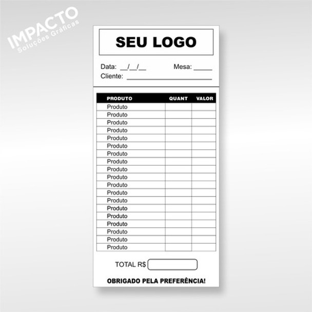 1.000 Comanda Personalizada 14cm Lanchonete Restaurante 0