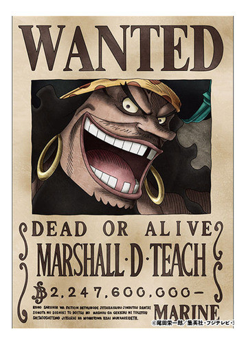 Poster One Piece Wanted Marshall D. Teach Mugiwara Store 0