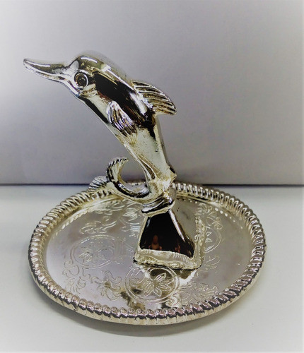 Porta Anillos Exhibidor Delfin Metalico Con Baño De Plata 0