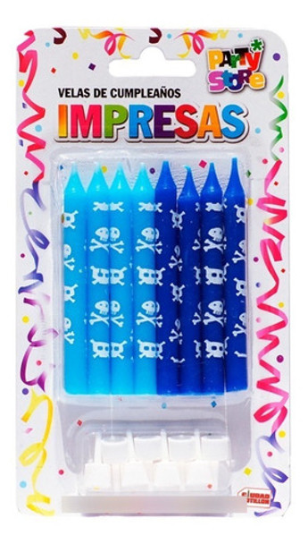 Velas Velitas Piratas Calaveras Cráneo Halloween  X 8 - Cc 0