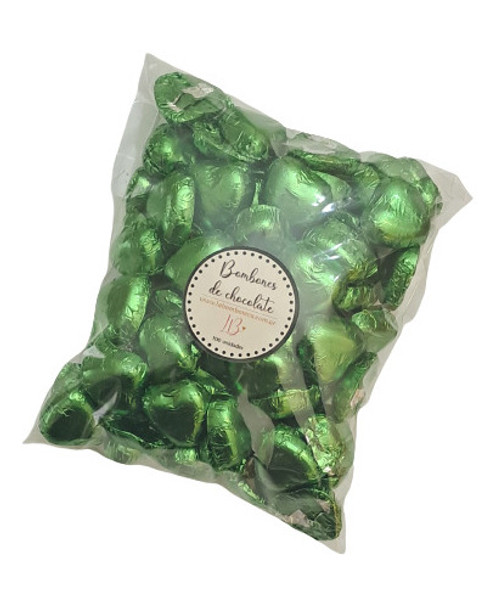 100 Bombones Chocolate Corazon Color Verde Souvenir Candy 0