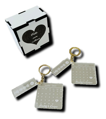 2x Chaveiro Personalizado Namorado Data Casal Spotify Transp 0