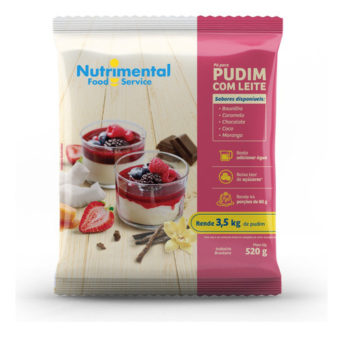 Pudim Morango Com Leite 520g Rede 44 Porções De 80g 0