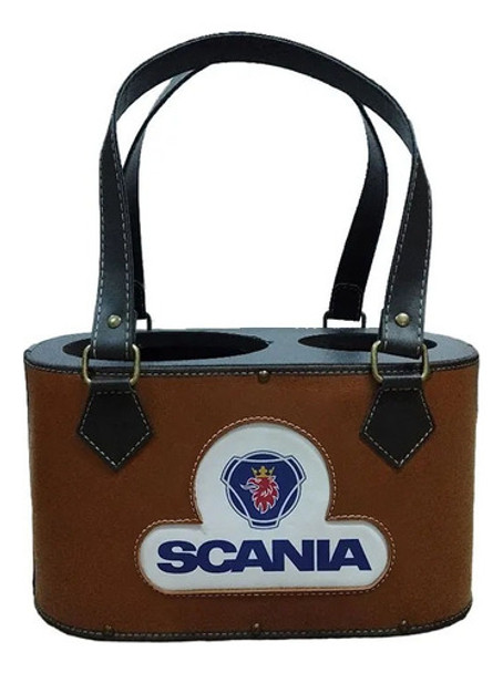 Mateira Para Chimarrão Em Couro Ecológico Scania Marrom 0
